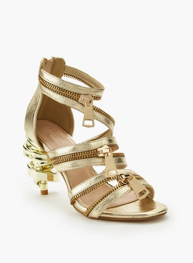 سيليست صنادل نسائية بشريط وحزام بسحاب